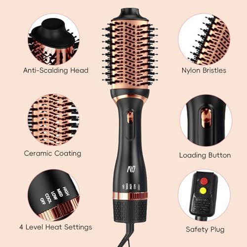 Nycoba Hair Dryer Brush Set, Multifunctional Hot Air Brush for Salon Blowouts, Negative Ion Technology & Fast Drying, Shiny and Less Frizz, Copper - view 2