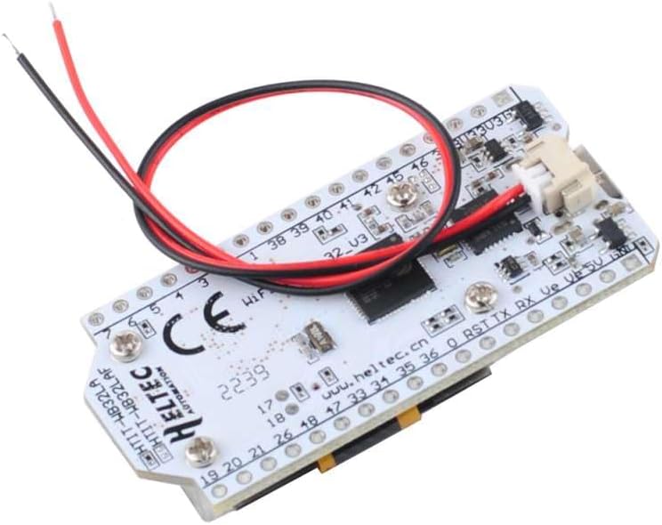 LoRa 32 V3 board with battery wires connected
