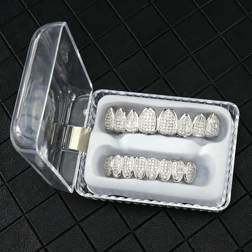 Grillz de 8 dientes hip hop con circonias microengastadas estilo vampiro 4