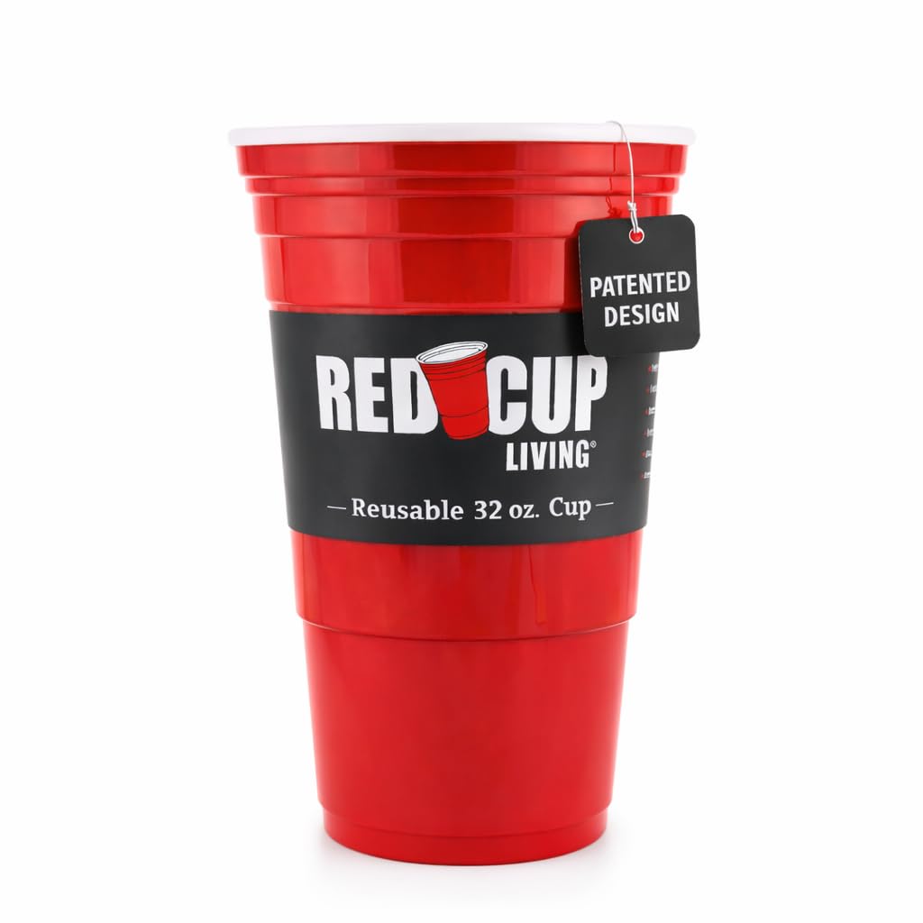 Red Cup Living 32 oz Insulated Tumbler Cup - Reusable Unbreakable Plastic Travel Cup for Hot & Cold Drinks For, st patricks day and spring break & Everyday Drinkware