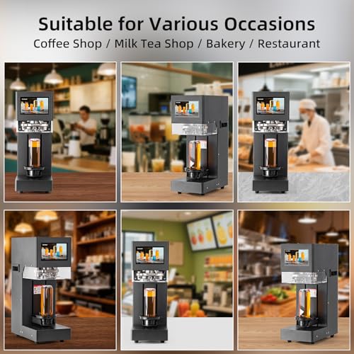 Image of Commercial Soda Can Sealer, Fully Automatic Can Sealing Machine, 2.17in 55MM Can Sealer Machine for Aluminum & Plastic Cans Touch Screen Operation, No Need Cup Mat, Auto-Detect Height