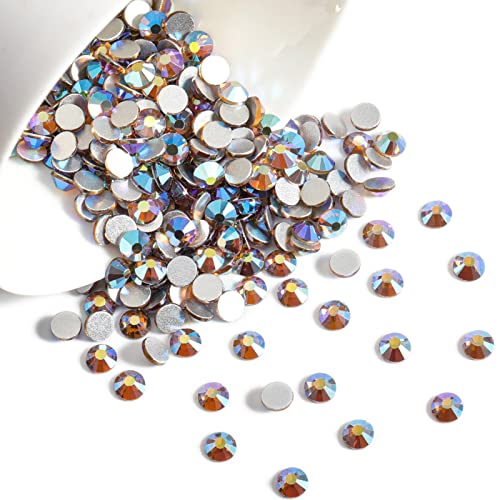 Image of Beadsland 576pcs Flat Back Crystal Rhinestones Round Gems for Nail Art and Craft Glue Fix, Lt.Colorado Topaz AB, SS30,6.3-6.5mm