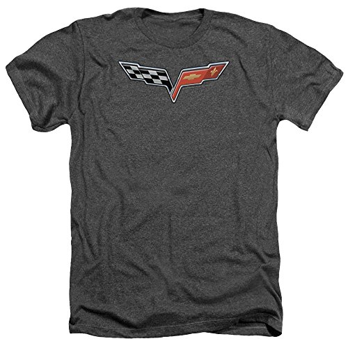 Chevrolet Automobiles Chevy The Vette Medallion Adult Heather T-Shirt Tee Charcoal