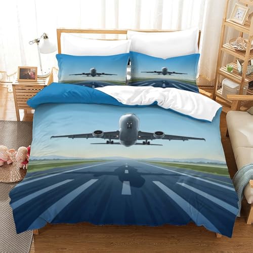 Housse de couette avion 3D lit double, parure microfibre douce pour décorer une chambre d'ado - 3