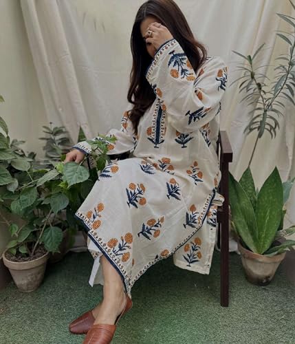 Image of ANNI Designer Women's Viscose Blend Printed Straight Kurta with Palazzo | Ethnic Kurta Pant Set | Floral Casual Wear Suit | Festive Office Wear Traditional Outfit for Women