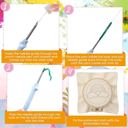 Image of Solsew 8 Pcs Punch Needle Coasters Kit Punch Needle Embroidery Kit for Beginners Adults Including Patterns Tools Yarns Hoop Instruction for Art Craft Supplies Gifts(Butterfly)
