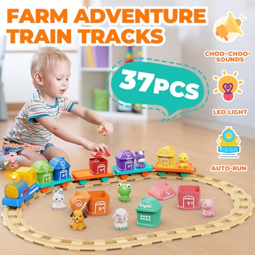 image for Vinkp Train Set for Toddlers 2-4, Toddler Toys for 1 2 3 Year Old Boy 