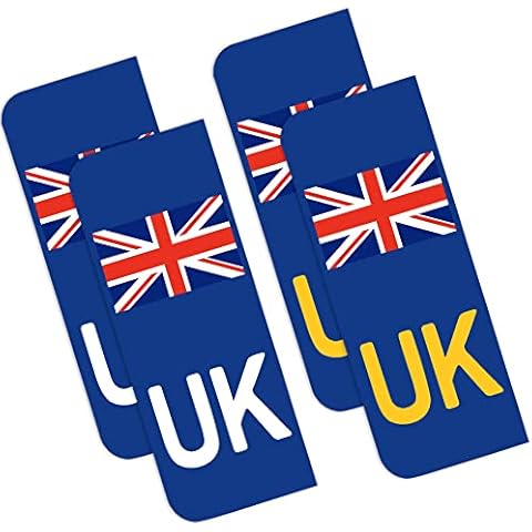 VICKMALL 4 Pack UK Flag Car Number Plate, Vinyl Stickers Union Jack Number Plate Stickers NO EU Flag Brexit, for Car, Van, Lorry Cover