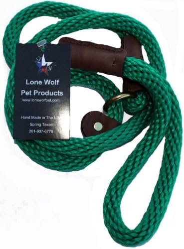 Lone Wolf Slip Lead with Leash and Collar for Pets, 1/2 by 6-Feet, Kelly Green
