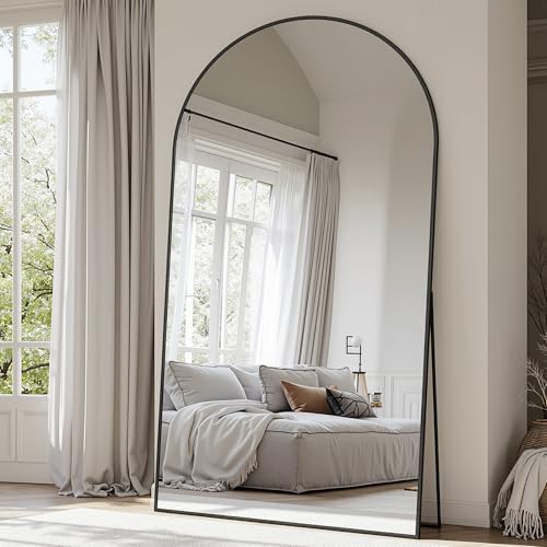 Suidia Arched Full Length Mirror, 81"x41" Floor Mirror Freestanding, Floor Standing Full Body Mirror with Stand for Bedroom, Hanging Mounted for Living Room Cloakroom, Black