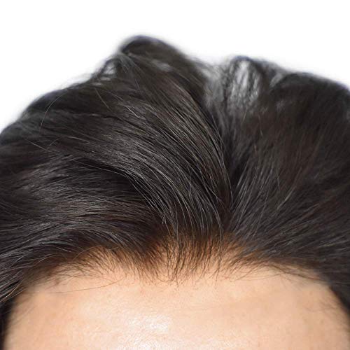 LYRICAL HAIR Full French Lace Toupee for Men Front Bleached Knots Human Hair System Transparent All Lace Hair Replacement Natural Hairline Mens Wigs Hairpieces (8"X10", #580 Light-Med Brown+80% Gray-80% Light Density)