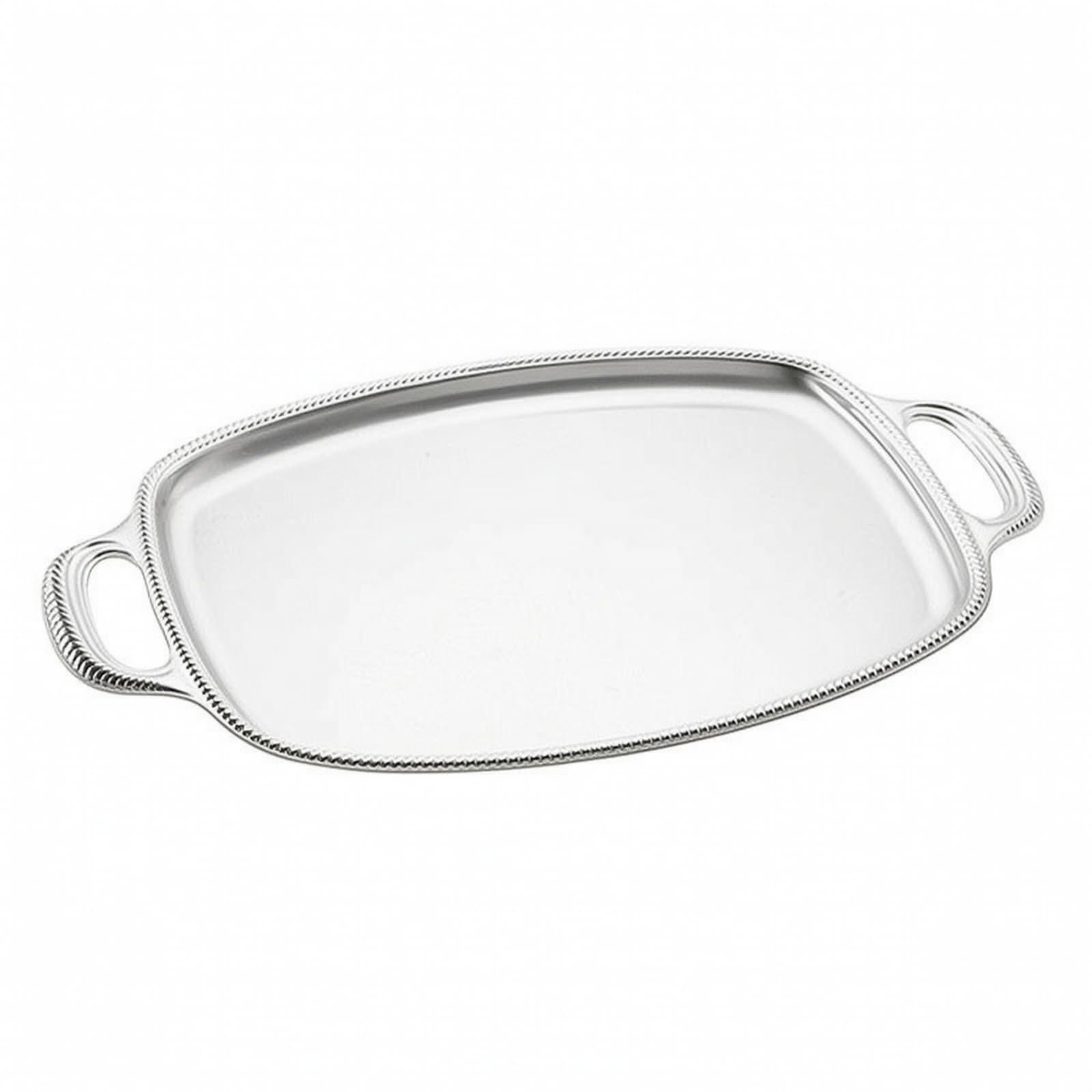 Harilla Rechteckig Edelstahltablett | Integrierte Seitengriffe, Serviertablett mit Griffen, elegant, Geschirr, für Kaffeetafel, Tischdeko, L 35x26cm