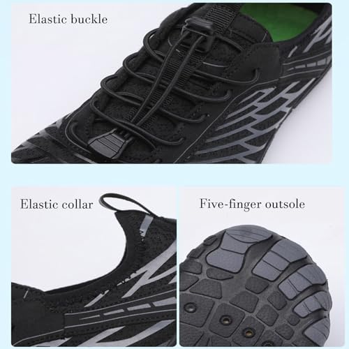 Hiking shoes barefoot men and women, barefoot wide toe shoes, breathable, lightweight, non-slip grounding all-round barefoot shoes,46,Black2