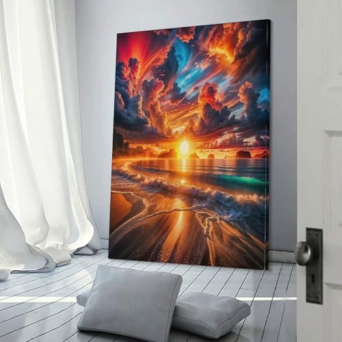Décoration murale paysage de mer et salon moderne 50x75cm