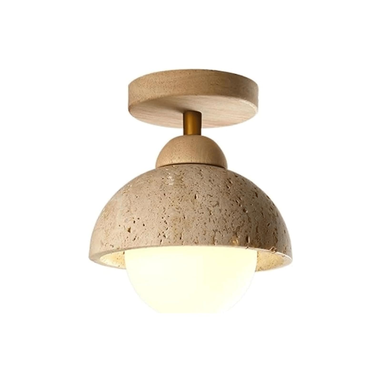 PLQWUJD Exquisite Chandelier Natural Ceiling Light Fixture Travertine Ceiling Lamp Stone Semi Flush Mount Lighting Chandelier Close to Ceiling Light Entryway(Wood)