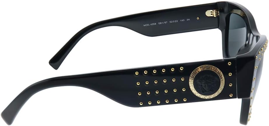 Versace VE 4358 GB1/87 Black Plastic Rectangle Sunglasses Grey Lens