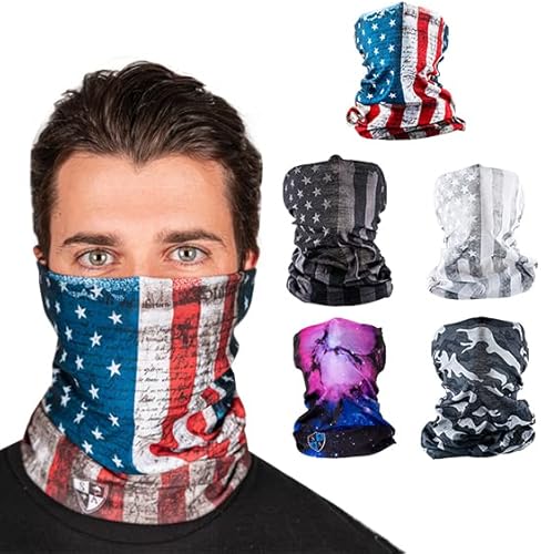 S A Company 5-Pack UV Face Shield | UV 30+ Multipurpose Neck Gaiter Balaclava for Adults (Alpha)