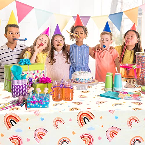 Remerry 3 Pcs Boho Rainbow Tablecloths 108 X 54 Inch Plastic Rainbow Waterproof Table Cover Bohemian Rainbow Tablecloths Kids Party Tablecovers For Boho Birthday Party Decor Supplies thumb #2