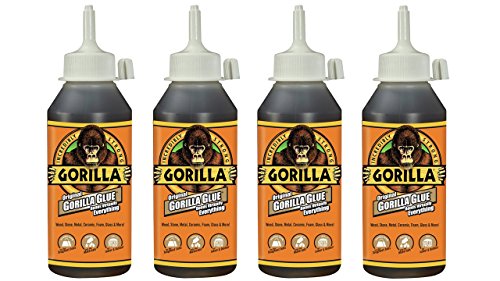 Gorilla Original Waterproof Polyurethane Glue, 8 ounce Bottle, Brown, (Pack of 4)