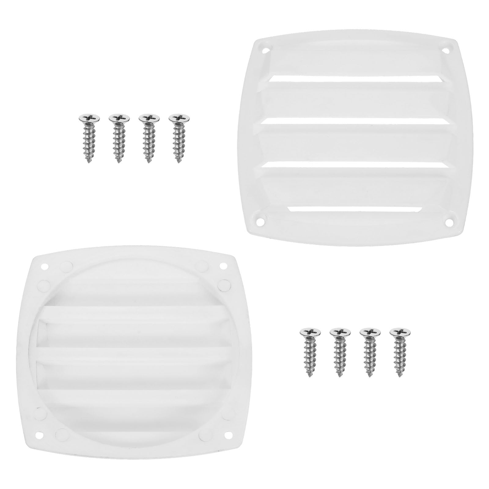 sourcing map 2 Pcs Boat Vent Cover, 5.31x5.31 Inches Plastic Louvered Flush Vents Small Air Ventilation Grille for Marine RV Van Yacht Home, White