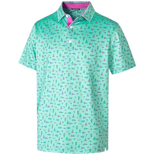 Golf Shirts for Men Dry Fit Funny Print Moisture Wicking Shirts Short Sleeve Quick Dry Collared Men's Polo Shirt