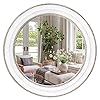 Sawsile round mirror with beadsrustic farmhouse wooden mirror28 white circle vanity wall mirror accent decorative boho mirrors for bathroomliving room bedroom  urban country home decor