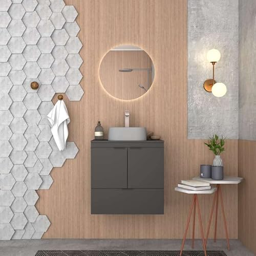 Gabinete para Banheiro em Madeira Sem Cuba Lis 60 - Cozimax (Preto)