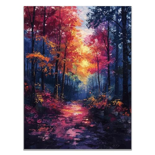 Tableau decoration murale salon moderne abstrait SHYAMIC route de campagne en fleurs 60x90cm