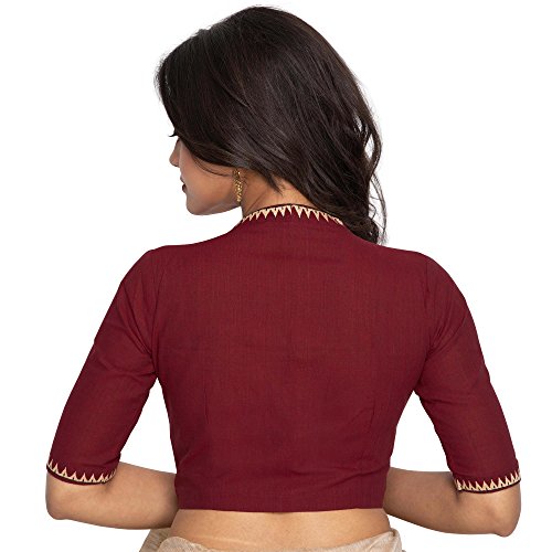 Image of RENE Women's Cotton Embroidered Half Sleeve Blouse