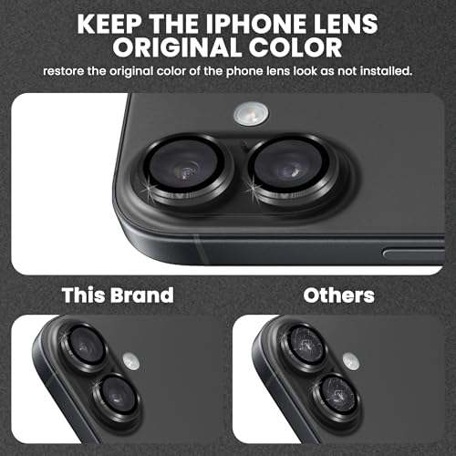 Image of ArmourPro Premium Camera Lens Protector Tempered Glass Compatible For iPhone 17 Tough HD Individual Aluminum Alloy Rings 9H Camera Cover, Scratch-Resistant,Camera Lens Protection| Black