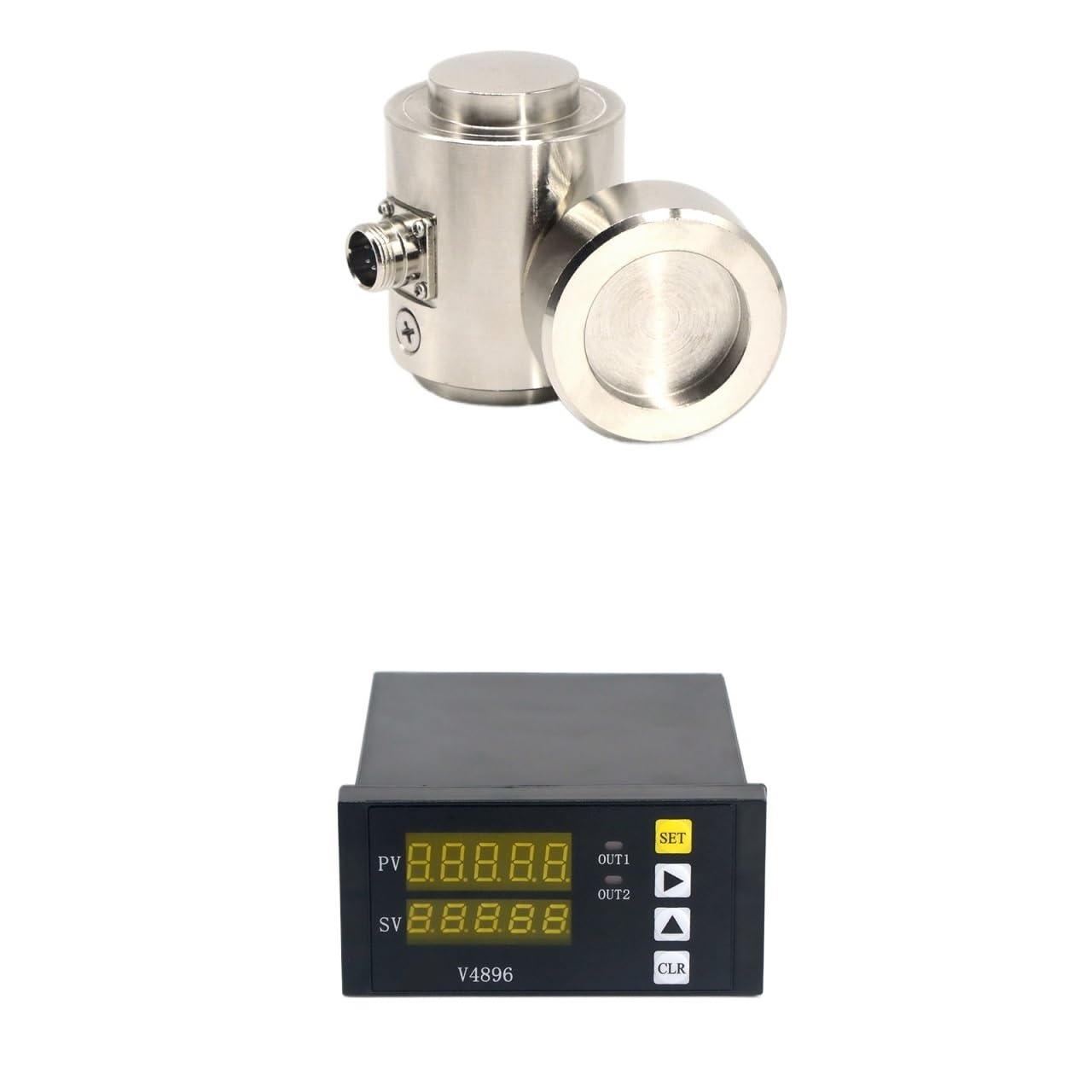 MXXDMOPD Column Load Cell Sensor with Indicator Display Compression and Tension Cells for Force Measurement 5T 10T 20T 30T 50T 100T(20T and Indicator)