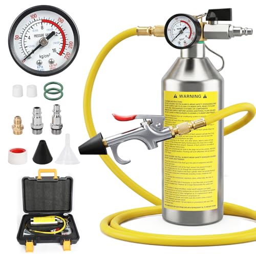 Autory AC Flush Kit Home & Automotive AC System Flush Kit with 1L Stainless Steel Bottle 3.5Ft Flushing Hose AC Flush Tool HVAC Flush Kit for Condenser Evaporator Piping