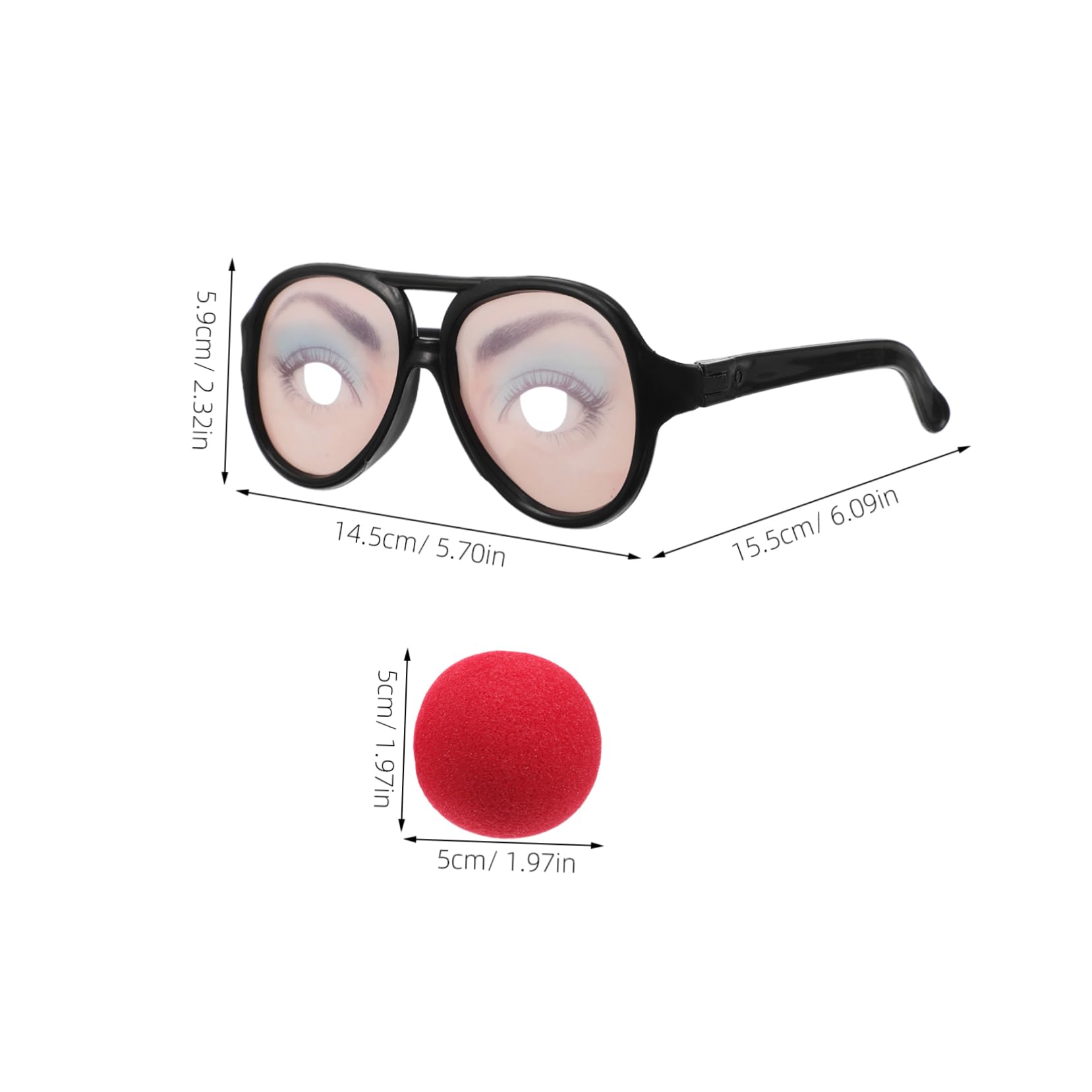 Toddmomy Halloween Glasses Glitter 2pcs Funny Eye Glasses Big Nose Male Female Trick Prank Props Costumes Accessories
