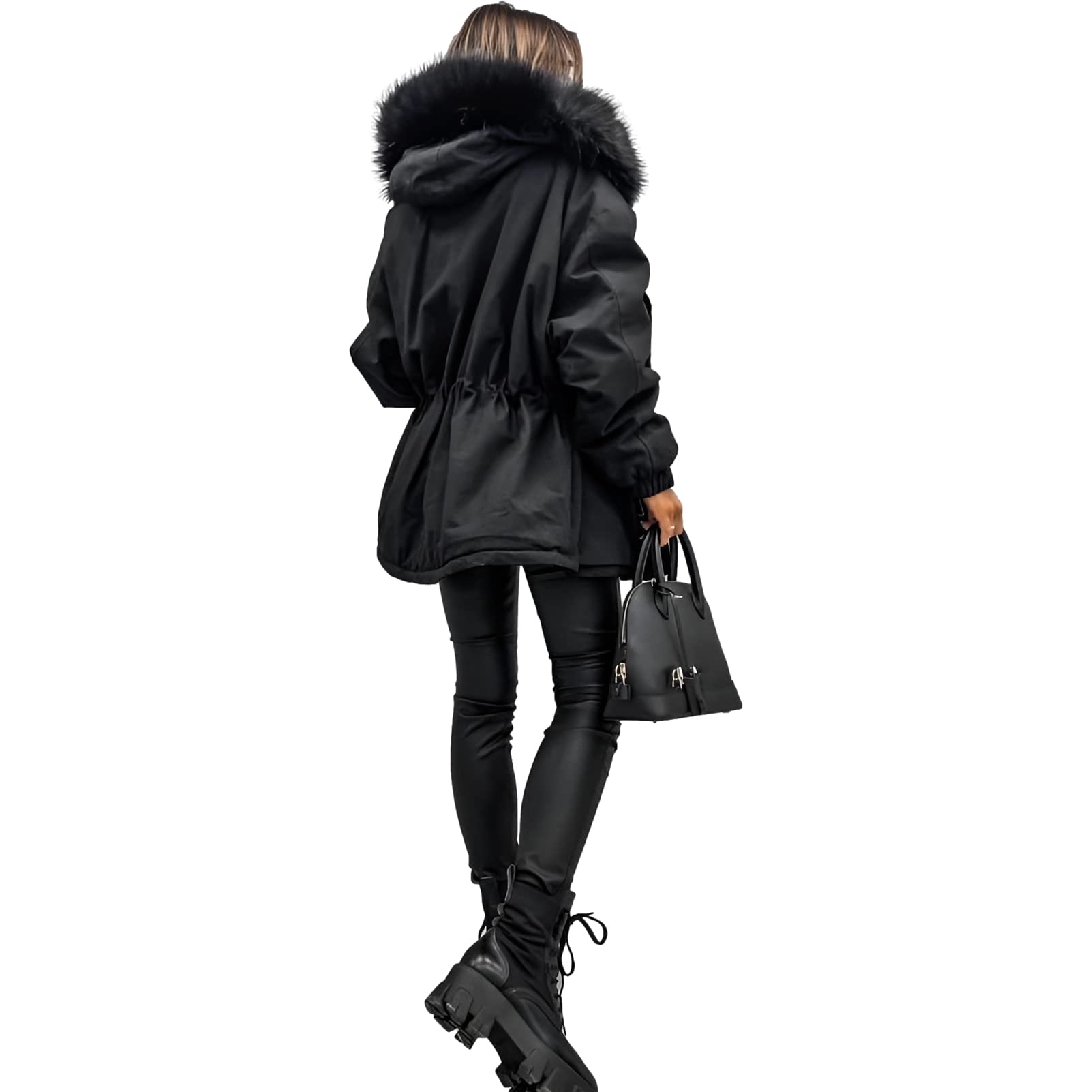 amropi Manteau de Parka Femmes Veste Capuche en Fourrure d'hiver Blouson Manteaux