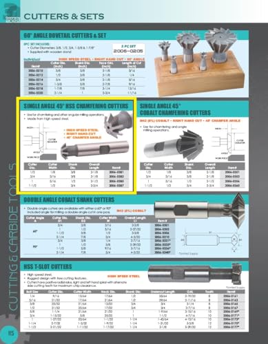 Image of HHIP 2006-0385 45 Degree High Speed Steel Single Angle Chamfer Cutter, 1 inch Cutter Diameter x 5 /16 inch Cutter Width x 1 /2 inch Shank Diameter x 2-1 /2 inch Overall Length