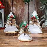 Soaoo 3 Pcs Christmas Tree Wooden Christmas Centerpieces for Tables Wooden Christmas Tree Sign Rustic Christmas Tree Tabletop Decor for Xtmas Holiday Party Home Party Shelf Decorations (Pine Cone)