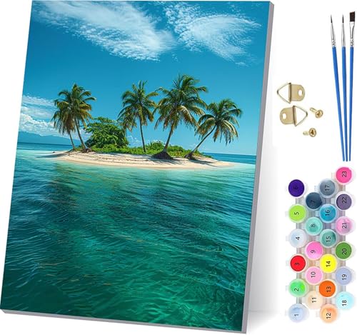 木 数字油絵 DIY Paint by Numbers for Adults 海 手作りキット子供初心者 塗り絵 数字 キット ブラシとアクリル絵の具が入 ペイントバイナンバー 大人のクラフトアクティビテ ホーム オフィス装飾 女性へのギフト 40x50c