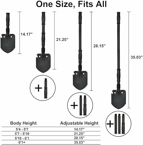 Vista 13 de iunio Pala de camping, pala plegable, portátil, multiherramienta, herramienta de agarre plegable, pala plegable, para mochileros, zanjas