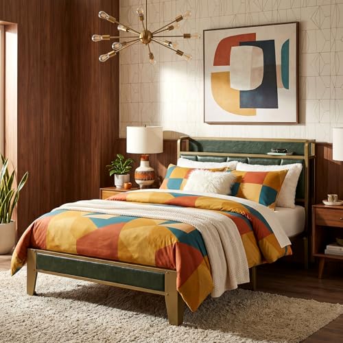Image of LIKIMIO Twin XL Bed Frame, Storage Headboard with Charging Station, Solid and Stable, Noise Free, No Box Spring Needed, Easy Assembly (Dark Green)