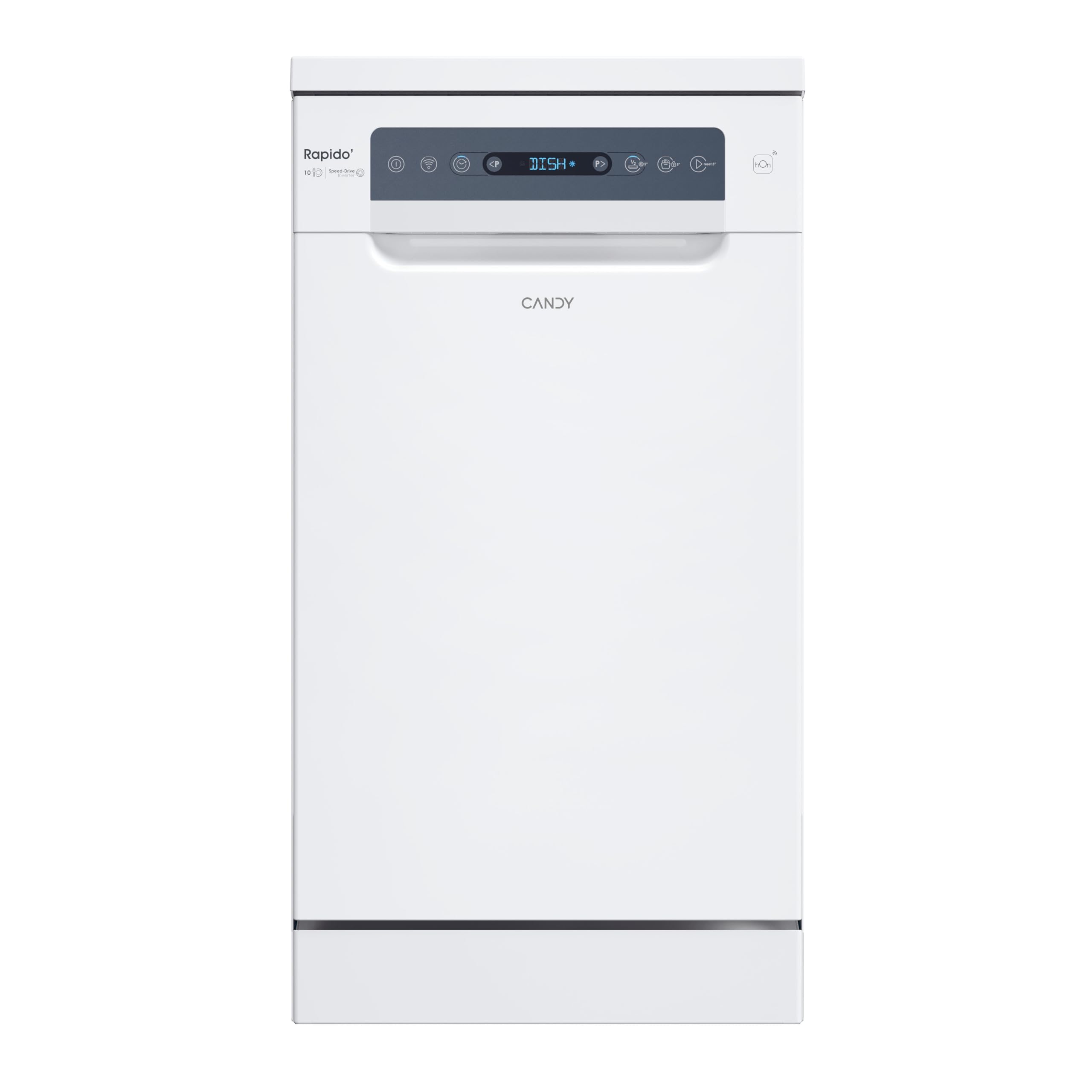 Candy Rapidò CF0C7SB0FW Lavavajillas 45 CM, 10 Servicios, Digital, Wi-Fi, 8 Programas, Tecnología Antibacterias, 47DB, Indicador Sal y Abrillantador, Cesto Superior Ajustable, Inicio Diferido, Blanco