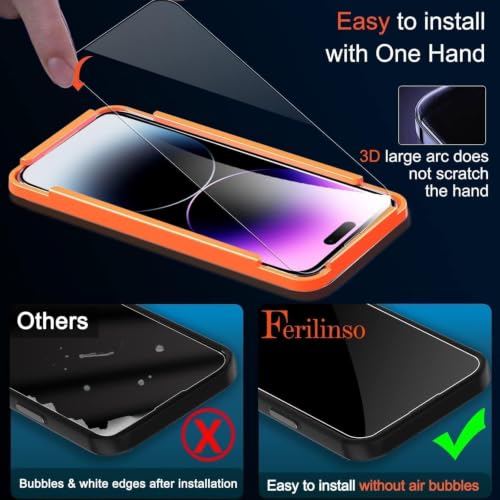 Image of Ferilinso Screen Protector for 14 Plus iPhone 14 Pro Max, Tempered Glass