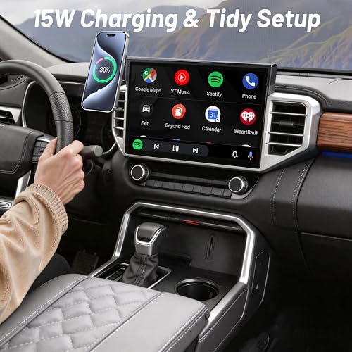 Image of Phone Holder for for Toyota Tundra (2022-2025 2026, 14 Inch) / Toyota Sequoia (2023-26), MagSafe Car Mount Charger,Magnetic Holder,15W Wireless Charging,360 & Hands Free,3rd Gen Tundra Car Gadgets