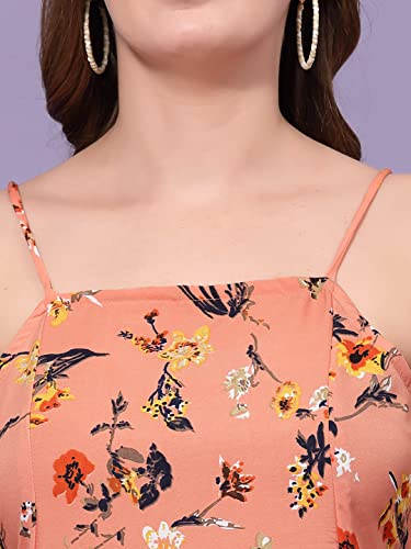 Image of OOMPH! Women A-Line Floral Mini Dress Western, Off Shoulder, Slip On