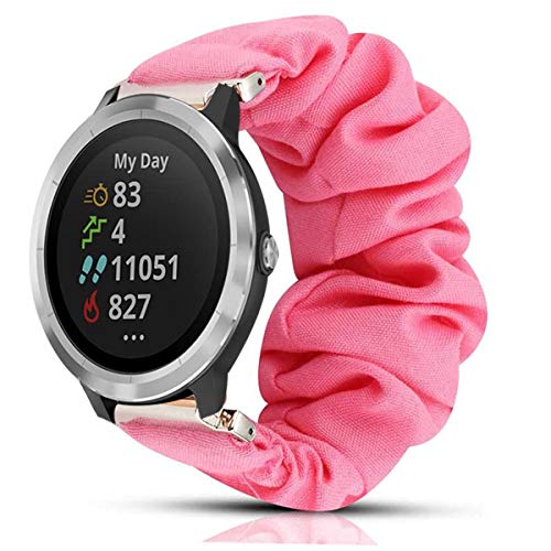 Giaogor Compatible with Garmin vívoactive 3 Scrunchie Band, Soft Pattern Printed Fabric Scrunchie Elastic Wrist Bracelet Strap for Garmin vívoactive 3 GPS Smartwatch (Pink)