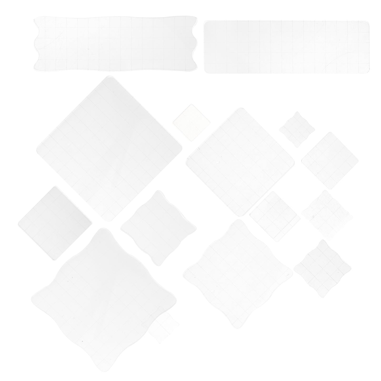 14 Piezas Bloques de Sello Transparentes de Acrílico con Líneas de Rejilla para Precisión y Bordes Redondeados, Ideales para Manualidades y Decoración en Scrapbooking