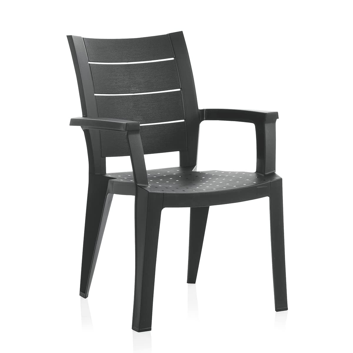 PEGANE Lot de 6 chaises de Jardin empilables en résine Coloris Gris - Longueur 59 x Profondeur 60 x Hauteur 90 cm