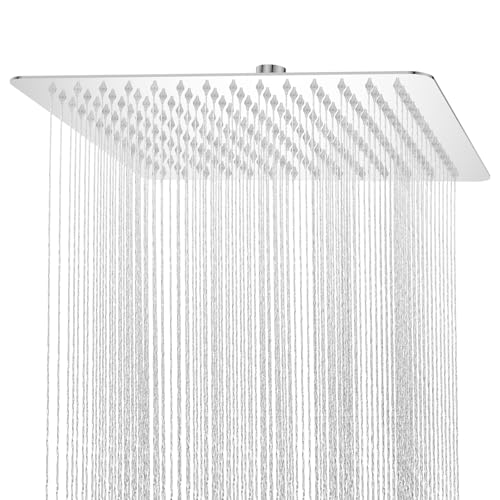 YEAUPE PRO Douche à effet pluie, 30 cm, carré, en acier inoxydable 304, haute pression, avec buses autonettoyantes, montage au plafond, chromé, 30 x 30 cm