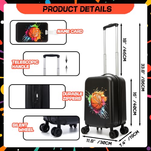 Image of Kids Basketball Carry on Luggage Set 5 Piece Kids Luggage with Spinner Wheels 16 inch Toddler Suitcase for Boys Airline Approved