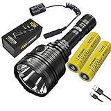 Nitecore P30i i-Generation High Output Searchlight - 2000 Lumen, 1000 Meter, with Eco-Sensa TypeC USB Cable & RSW2i Remote Pressure Switch (+ 1x Extra NL2150HPi)