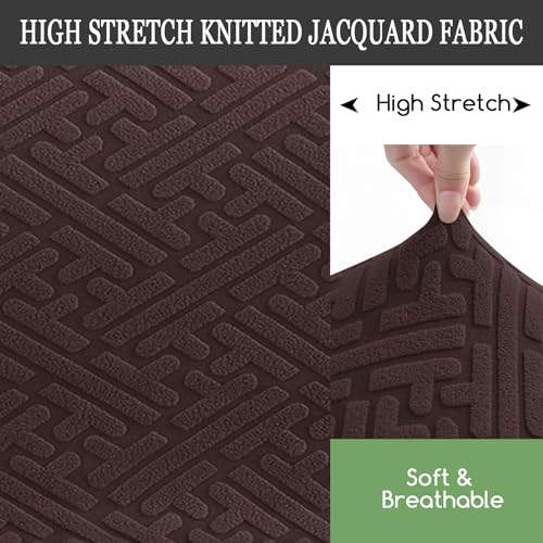 Image of FUANGUI Bar Stool Covers with Backs, 2 Pack Stretch Bar Stool Chair Covers, Knitted Jacquard Bar Stool Covers,Washable Bar Chair Covers Swivel Barstool Slipcovers (Knitted Coffee 01)